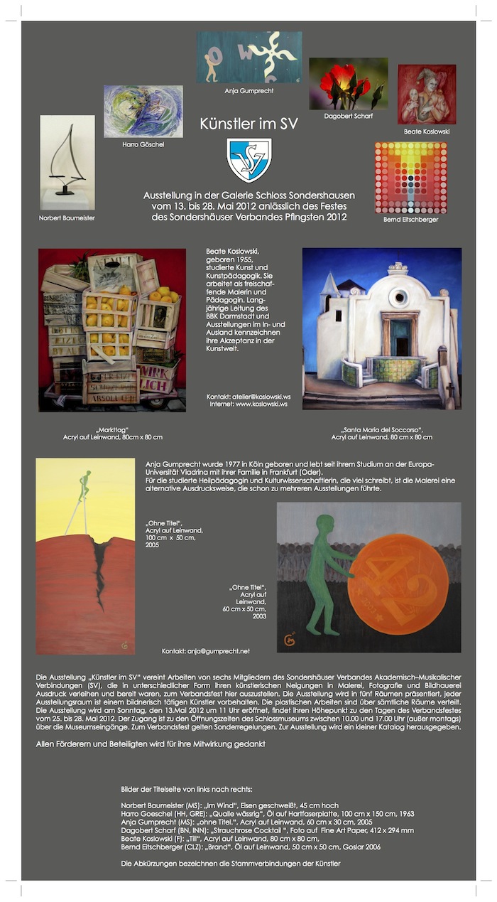 Ausstellung SV-Künstler in Sondershausen 2012 Flyer Seite 1 - fehlt